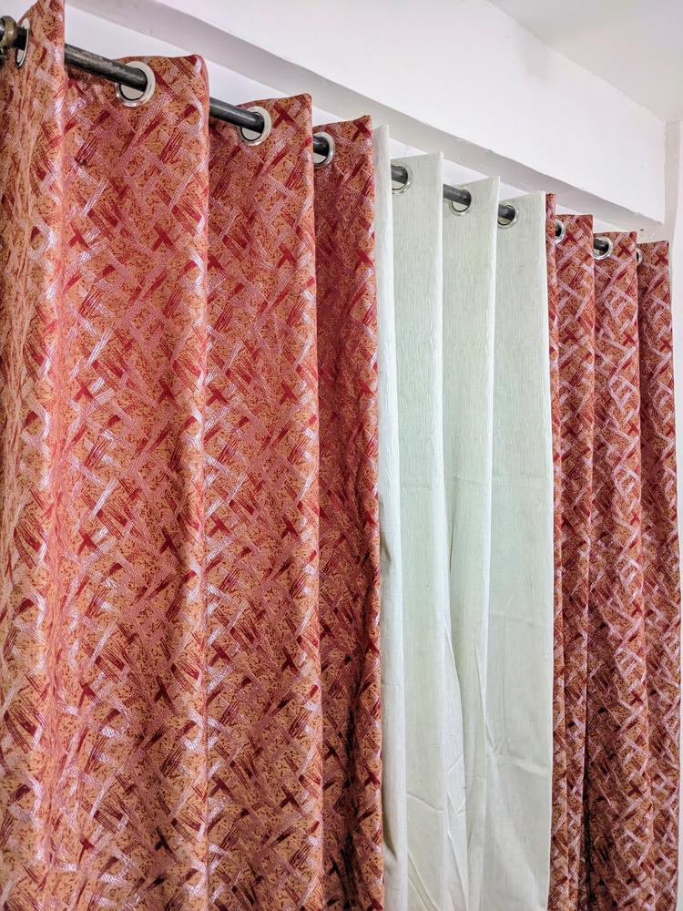 3 Pcs Jute Textured Indoor Home Curtains