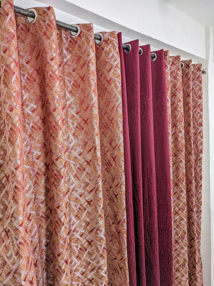3 Pcs Jute Textured Indoor Home Curtains