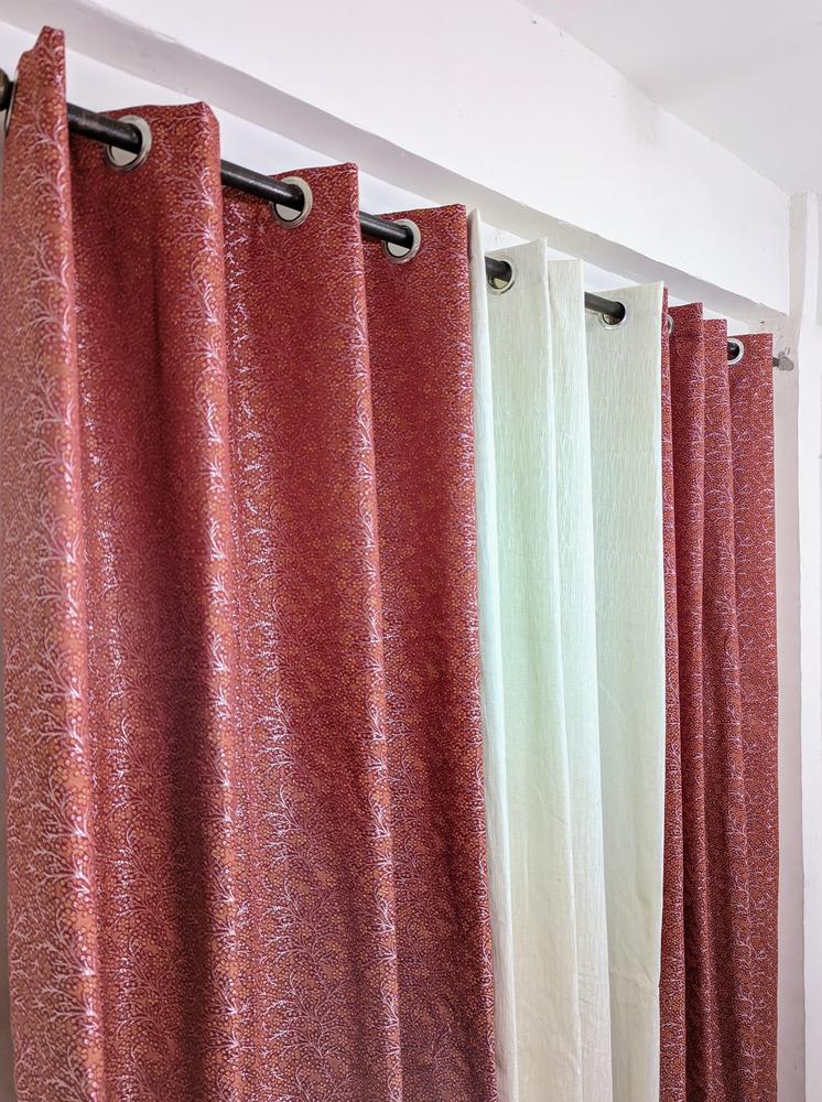 3 Pcs Jute Textured Indoor Home Curtains