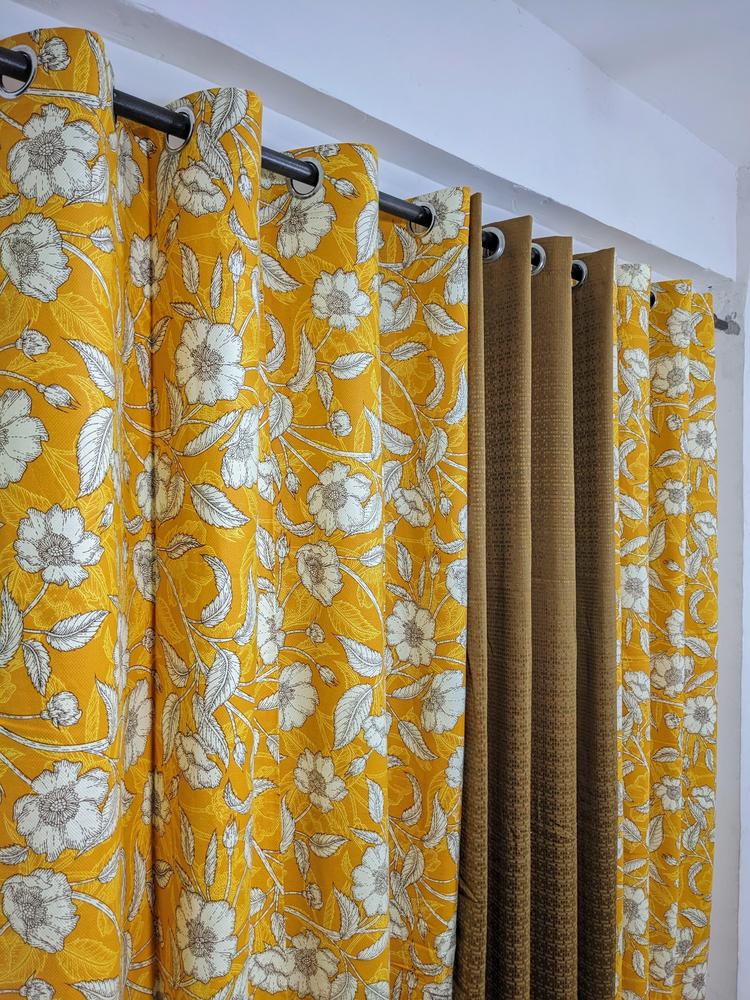 3 Pcs Cotton Duck Printed Indoor Home Curtains
