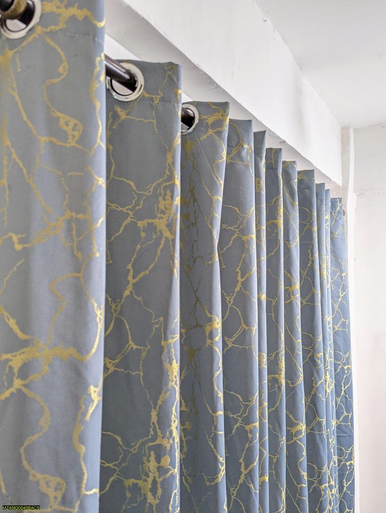 Jacquard Marble Curtains Gray Gold 92x54 Inch
