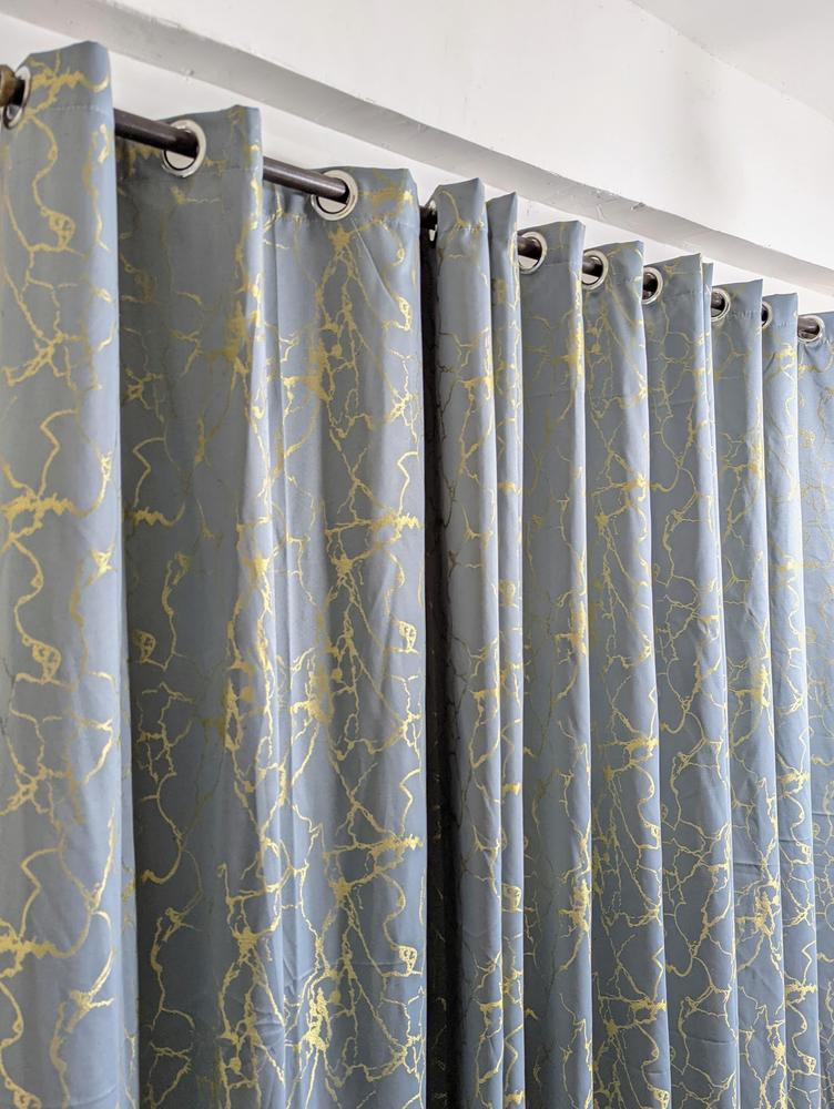 Jacquard Marble Curtains Gray Gold 92x54 Inch