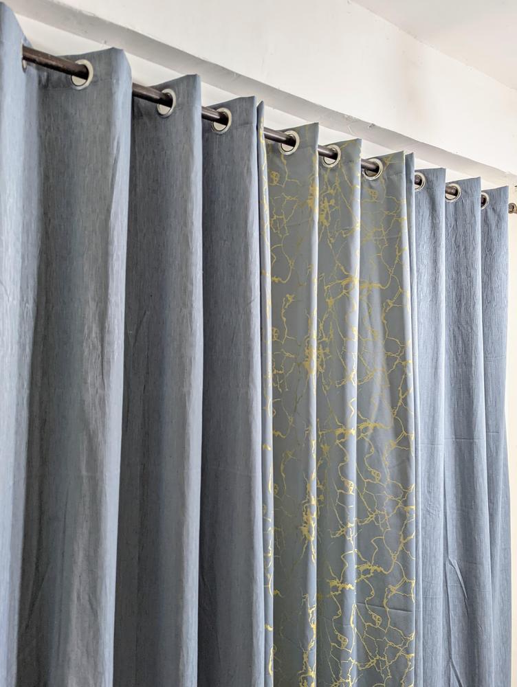 3 Pcs Golden Sparkles Texture Jackard Curtains