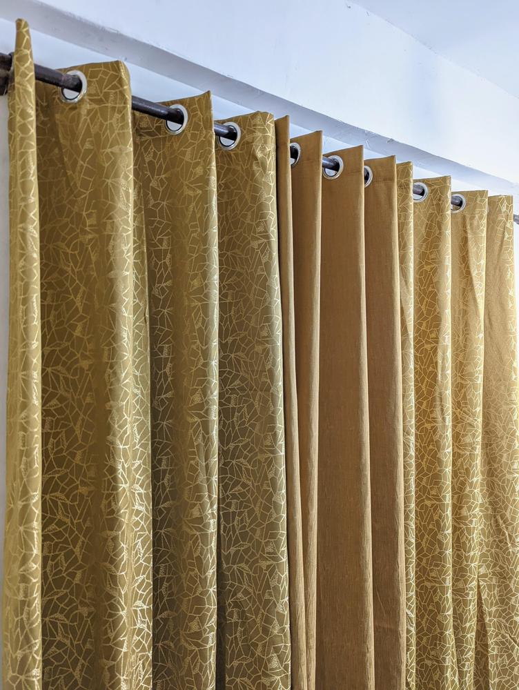 3 Pcs Golden Sparkles Texture Jackard Curtains