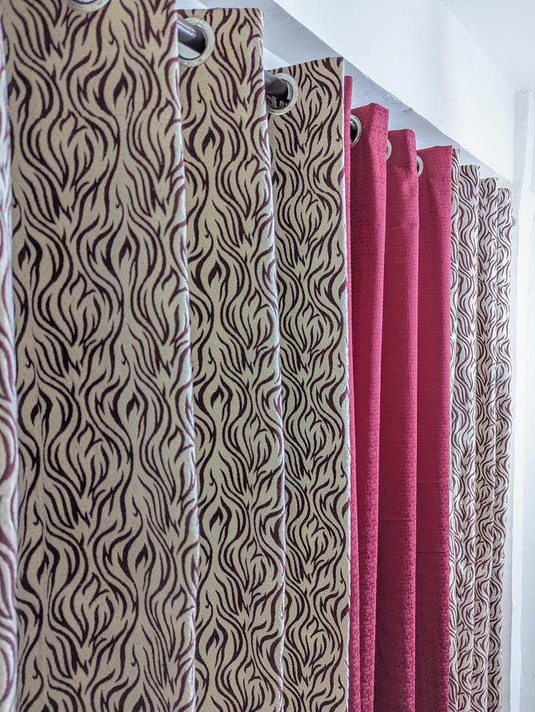 3 Pcs Velvet Jacquard Curtains 