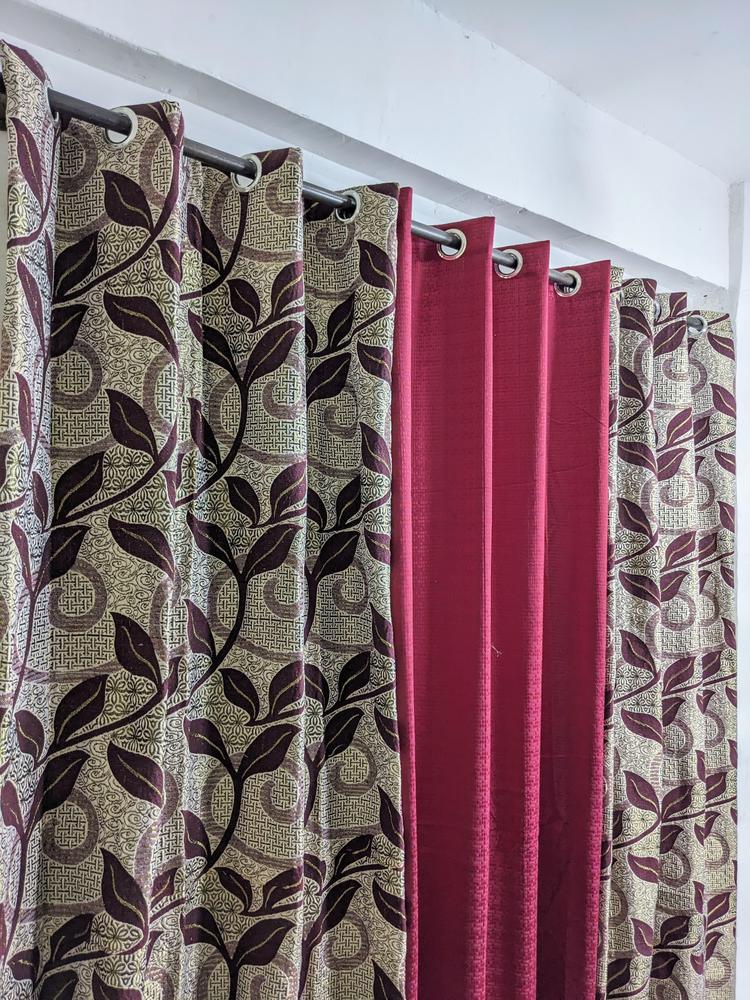 3 Pcs Velvet Jacquard Curtains Set