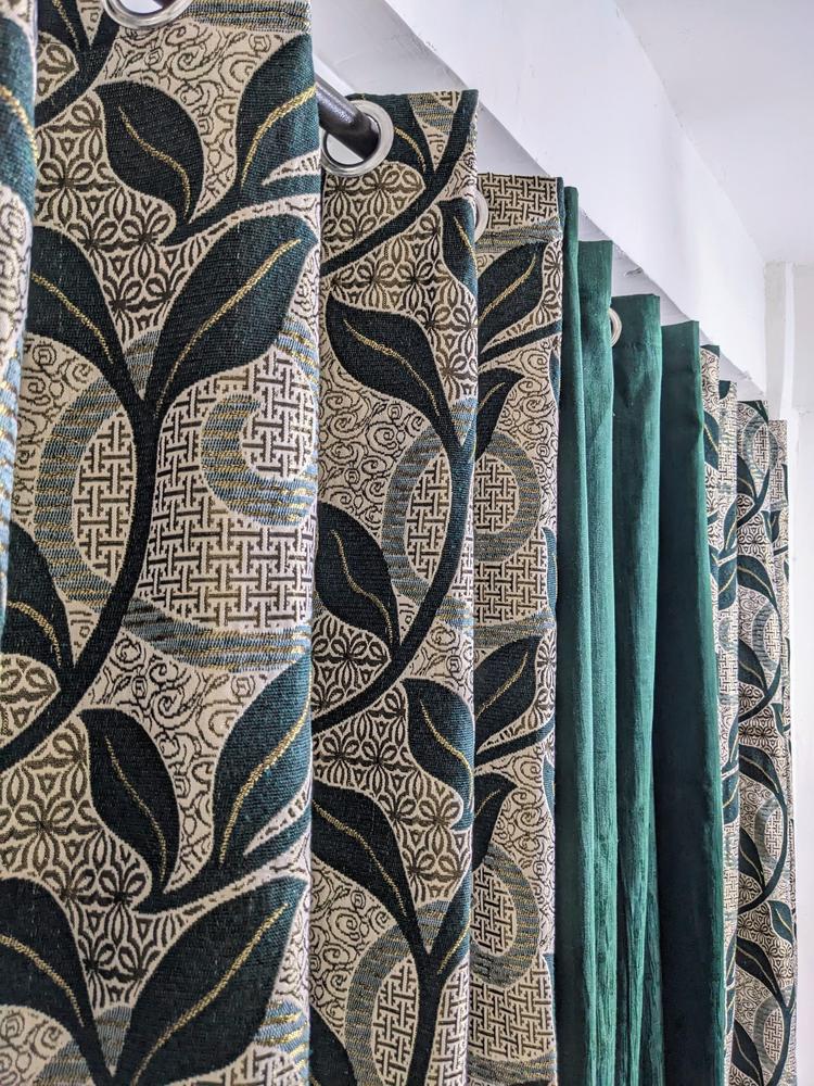 3 Pcs Velvet Jacquard Curtains 