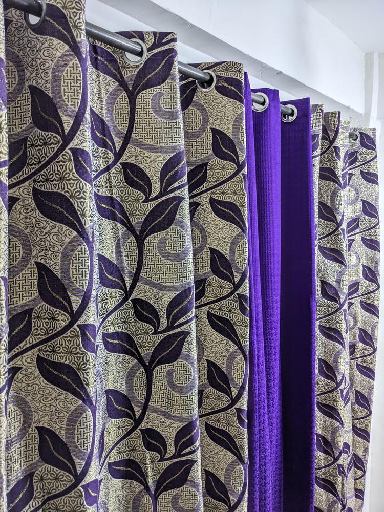 3 Pcs Velvet Curtains -Purple