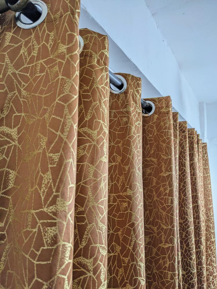 1 Pc Jacquard Golden Sparkles Textured Indoor Home Curtains