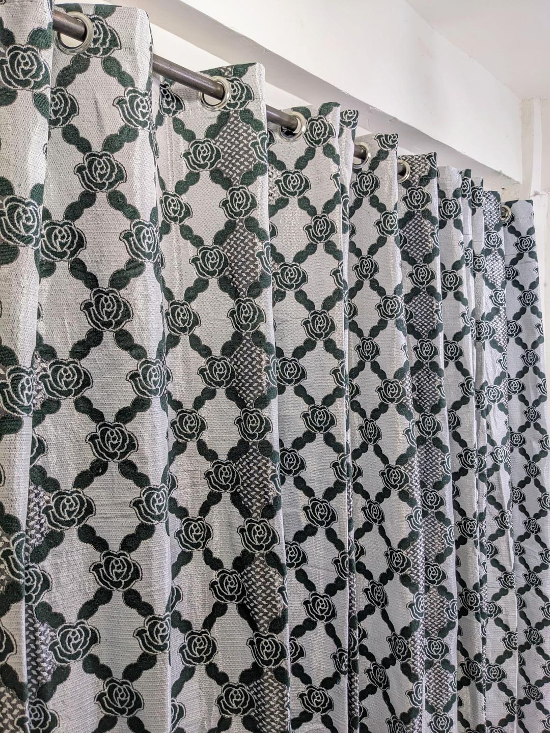 1 Pc Velvet Jacquard Printed Curtain