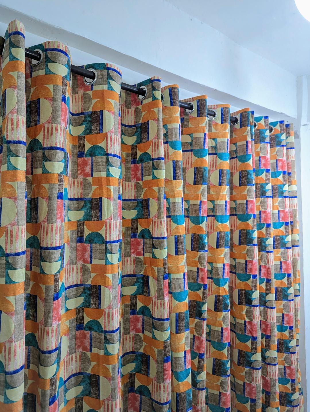 Stylish Multicolor Cotton Indoor Home Curtains - 1 Pc