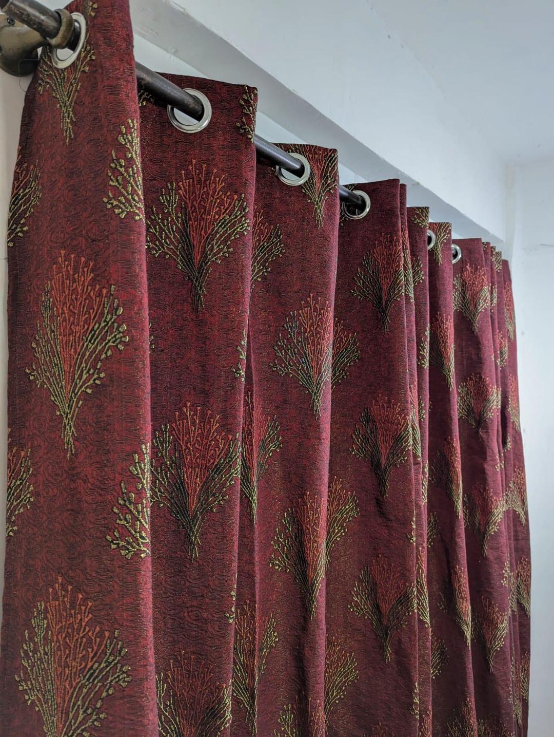 Stylish Maroon Jacquard Indoor Curtain - 1 Pc for Instant Home elegance