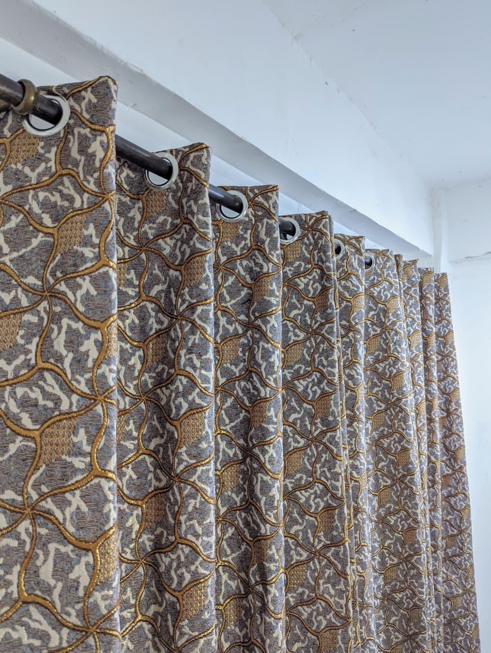 Multicolor Printed Jacquard Indoor Home Curtains - 1 Pc