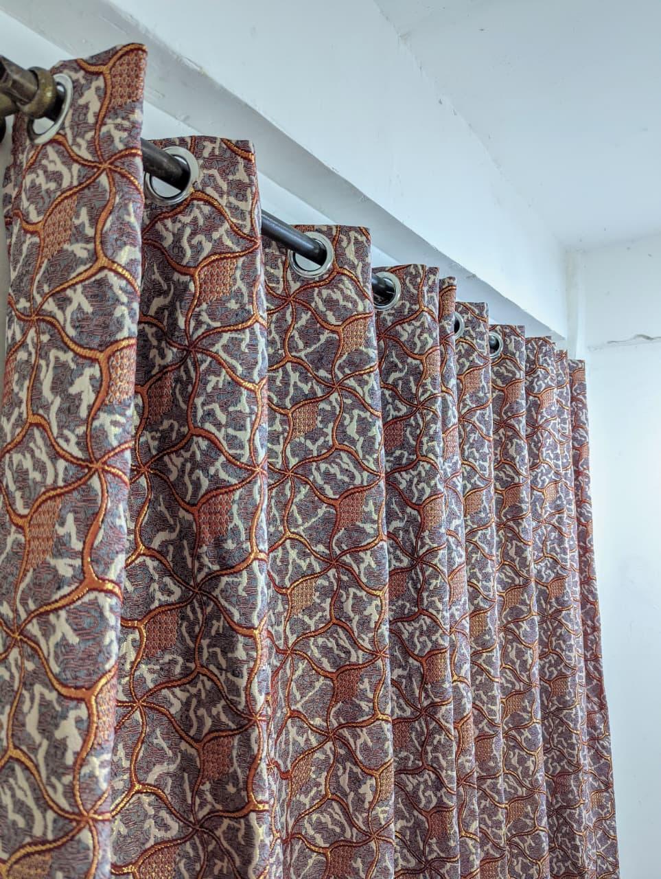 Stunning Multicolor Jacquard Indoor Home Curtains - 1 Pc - Printed Design