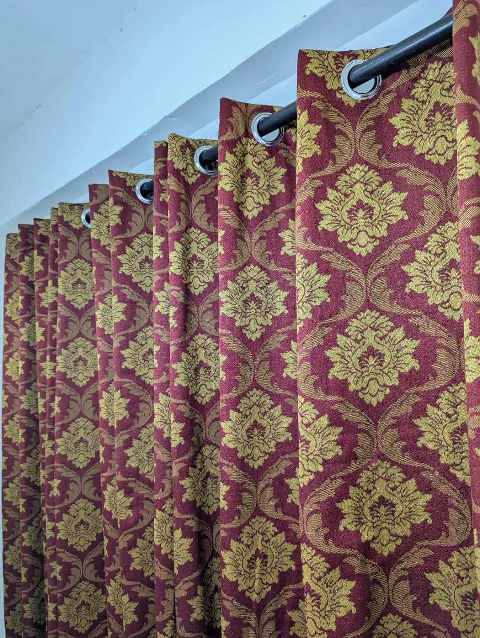 Stunning Maroon Jacquard Indoor Home Curtains - 1 Pc