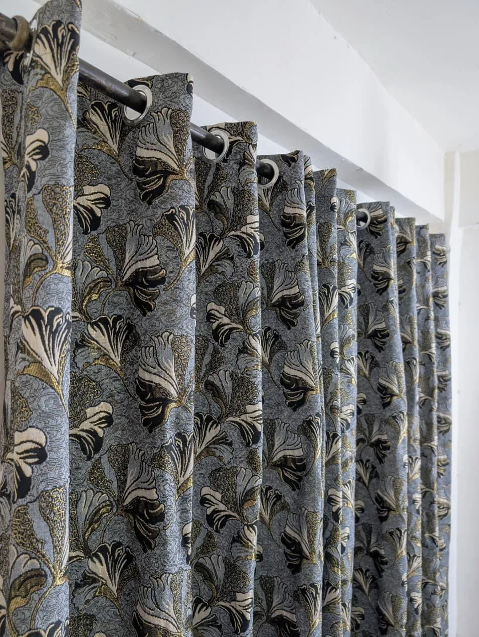 Stylish Grey Jacquard Indoor Home Curtains - 1 Pc for Easy Room Makeover