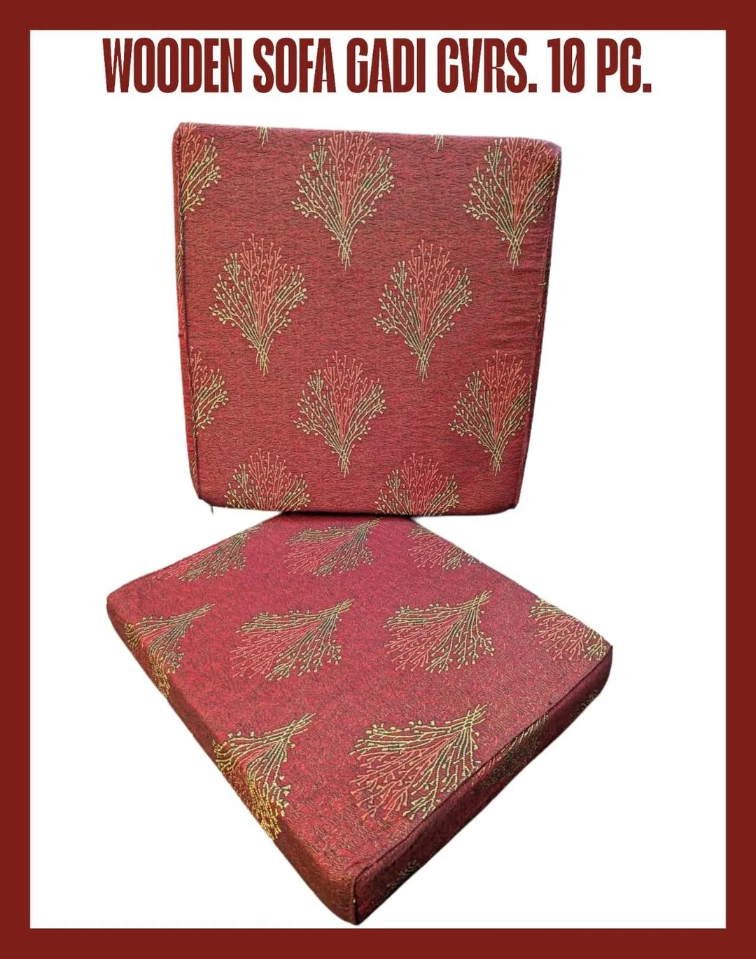 Set of 10 Printed Velvet Jacquard Cushion Covers - Rich Red Color , Without Filling