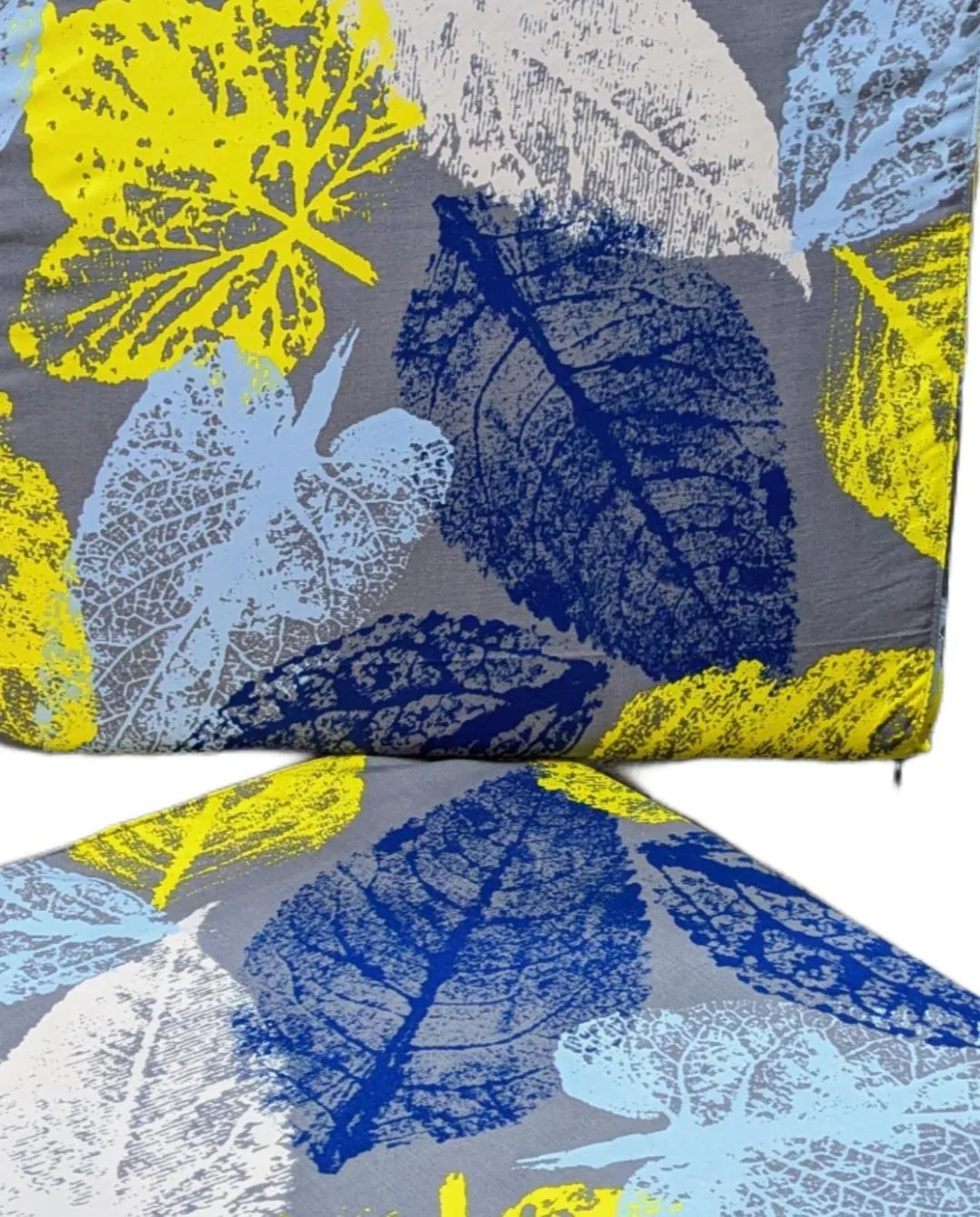 Set of 10 Printed Cotton Cushion Covers Blue Yellow Grey