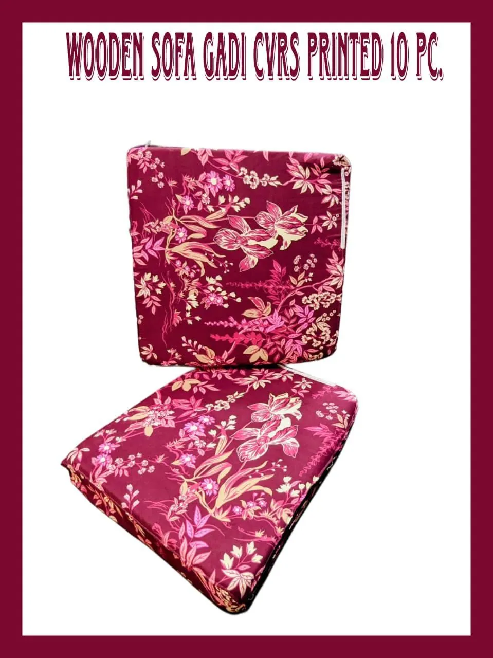 Magenta Printed Cotton Cushion Covers - Set of 10 Pcs