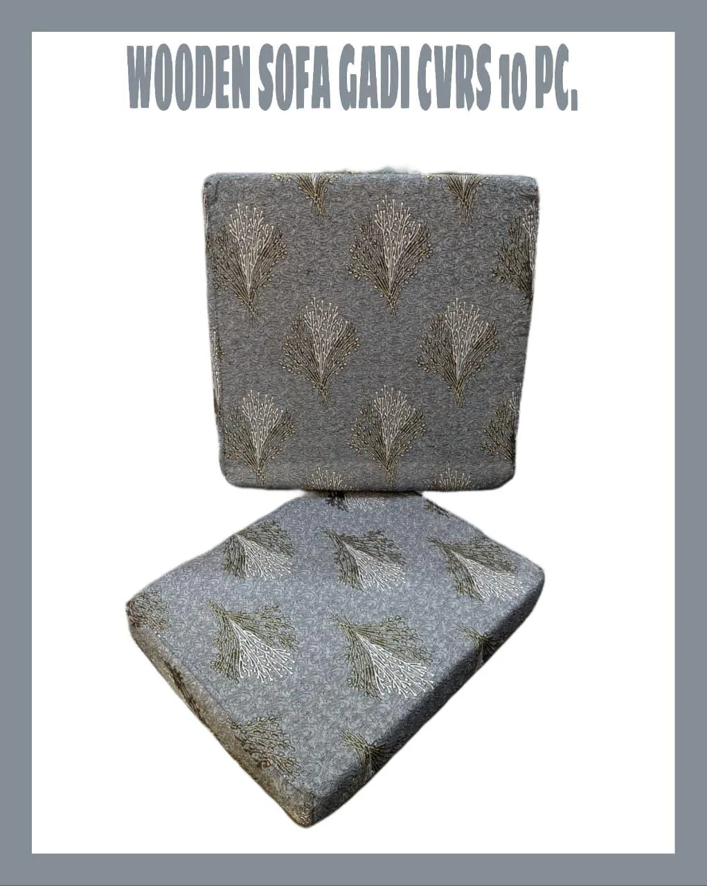 Luxurious 10 Pcs Velvet Jacquard Printed Cushion Covers - Grey