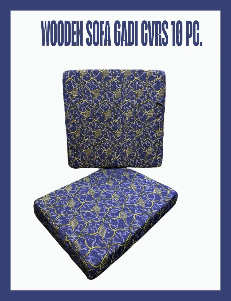 10 Pcs Cotton Printed Cushion Covers in Blue