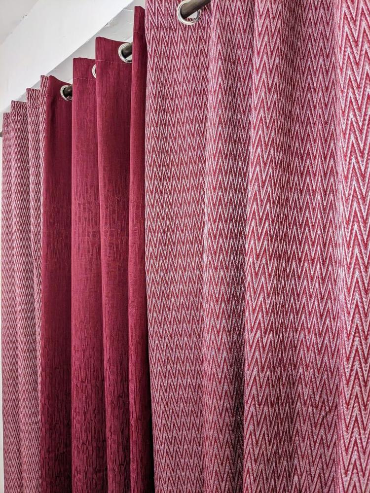Set Of 3 Leather Printed Curtains