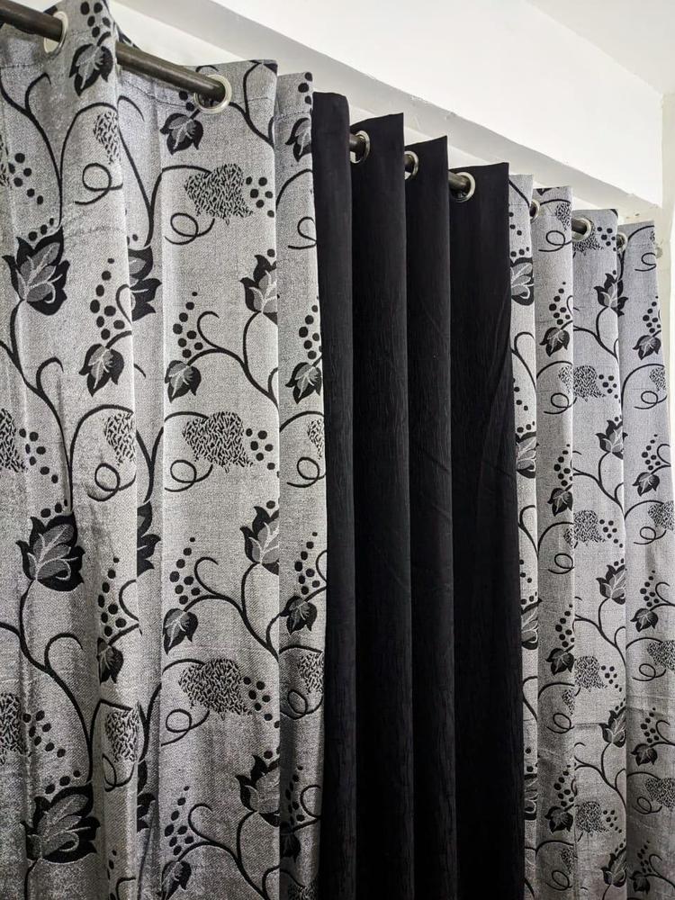 3 Pcs Cotton Printed Curtains Set