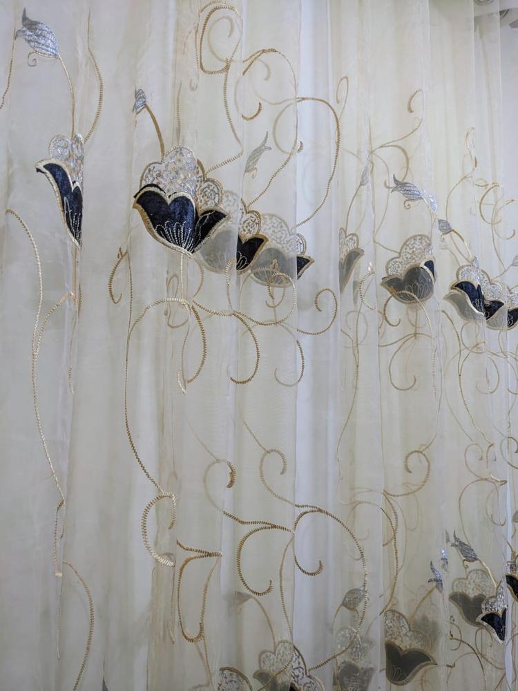 1 Pc Organza Embroidery  Curtain