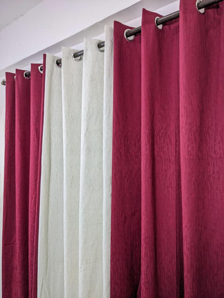 3 Pcs Jacquard Self Textured Curtain
