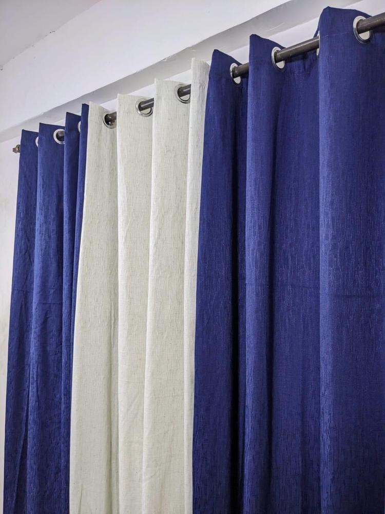 3 Pcs Jacquard Self Textured Curtain