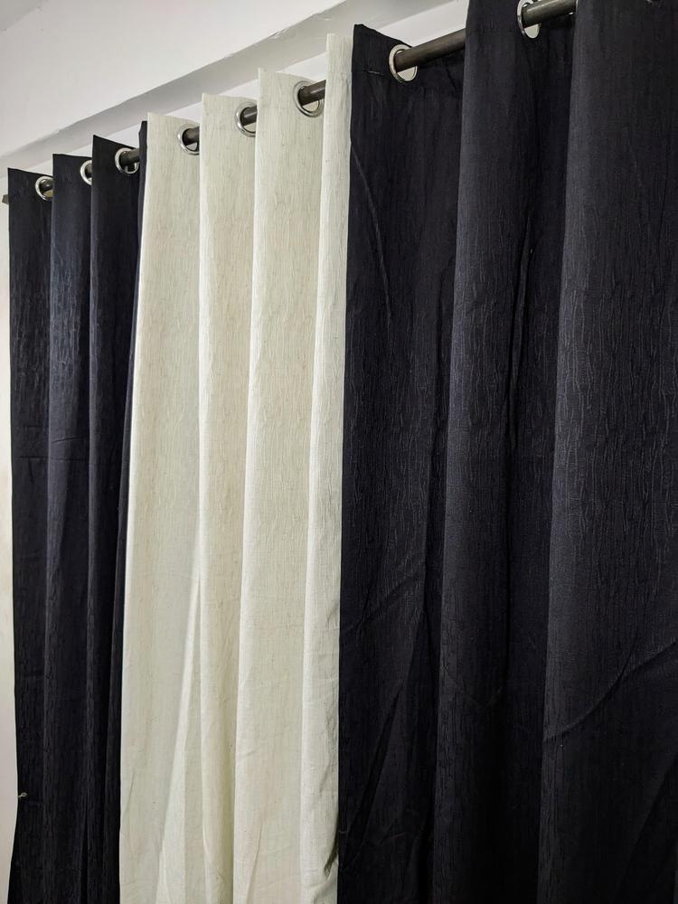 3 Pcs Jacquard Self Textured Curtain