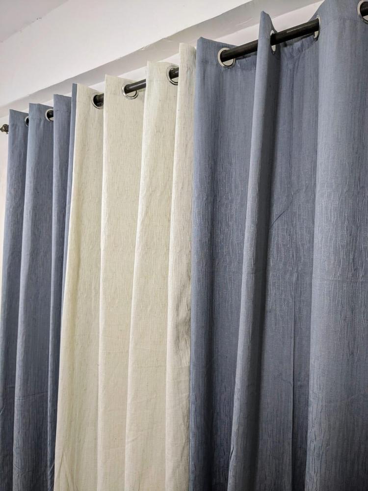 3 Pcs Jacquard Self Textured Curtain