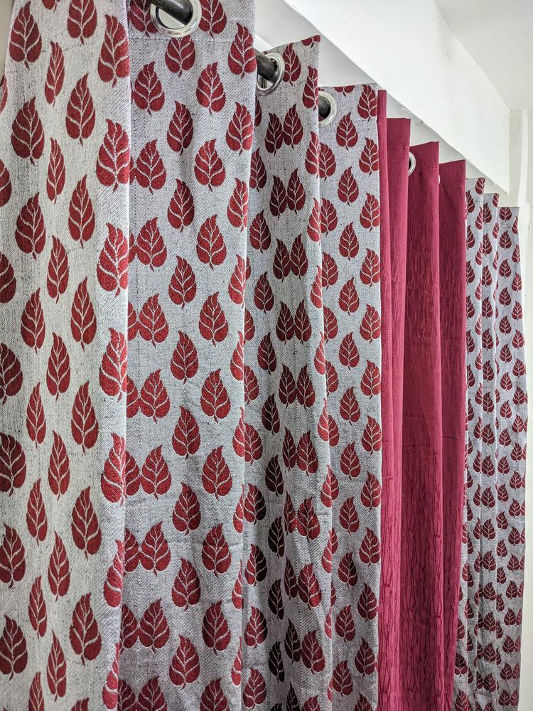 3 Pc Export Leather Double Sided Printed Curtain