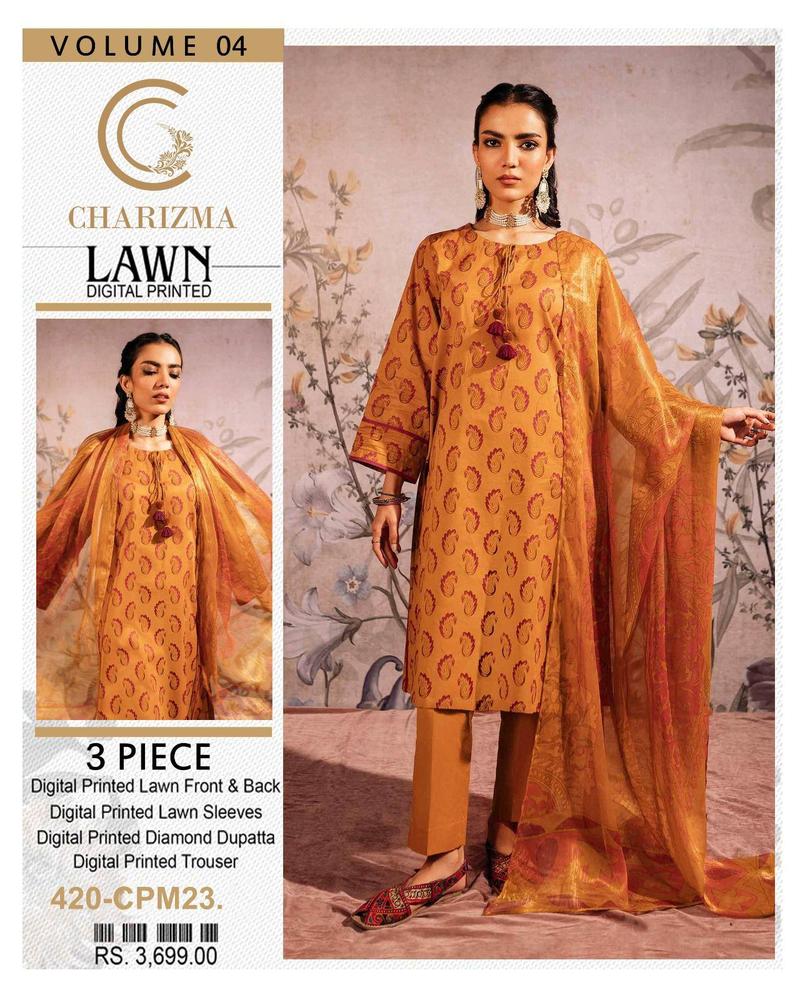 3 Pcs Women's Unstitched Lawn Printed Suit