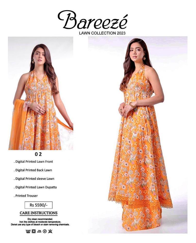 3 Pcs Women's Unstitched Lawn Printed Suit