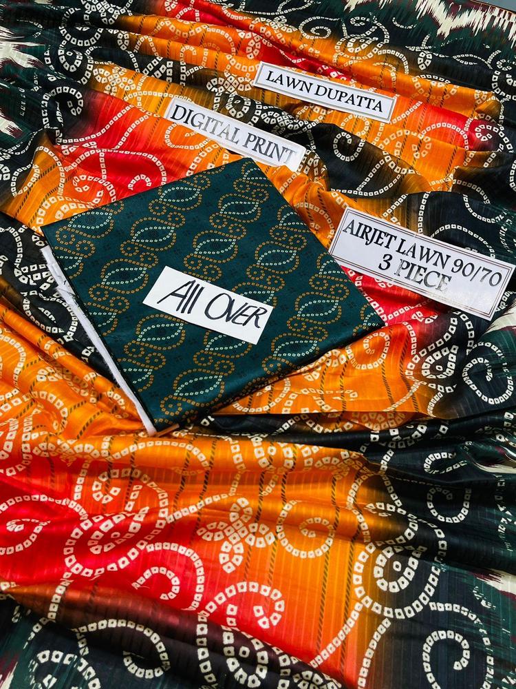 3 Pcs Women's Unstitched Lawn Digital Print Suit