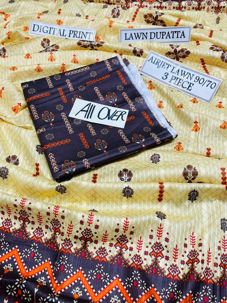 3 Pcs Women's Unstitched Lawn Digital Print Suit