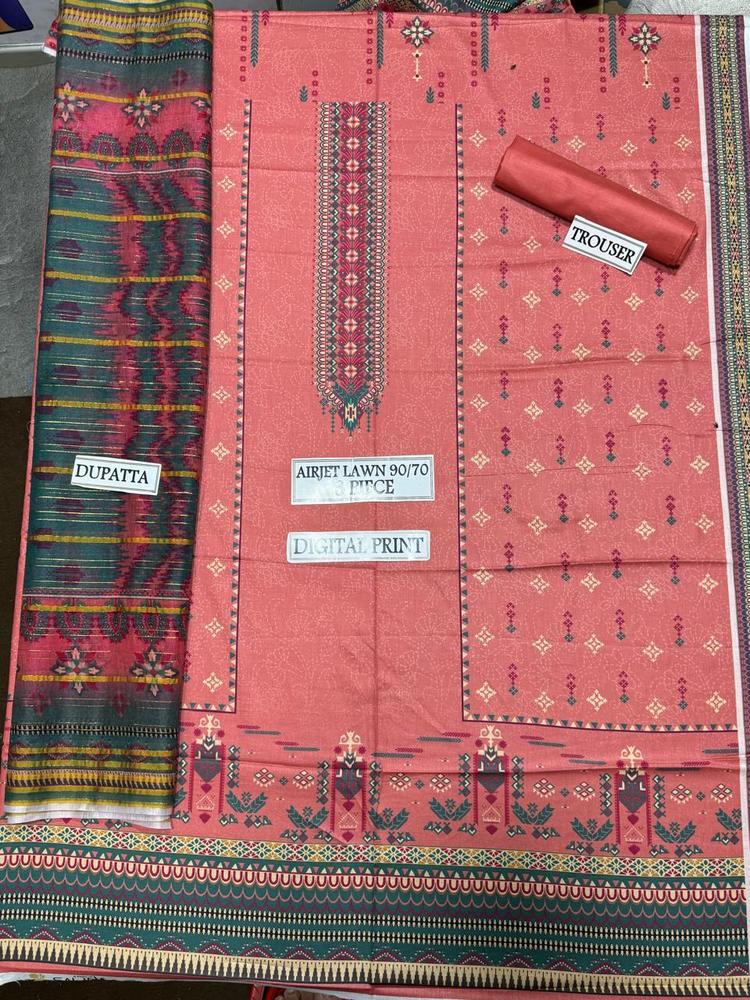 3 Pcs Women's Unstitched Lawn Digital Print Suit
