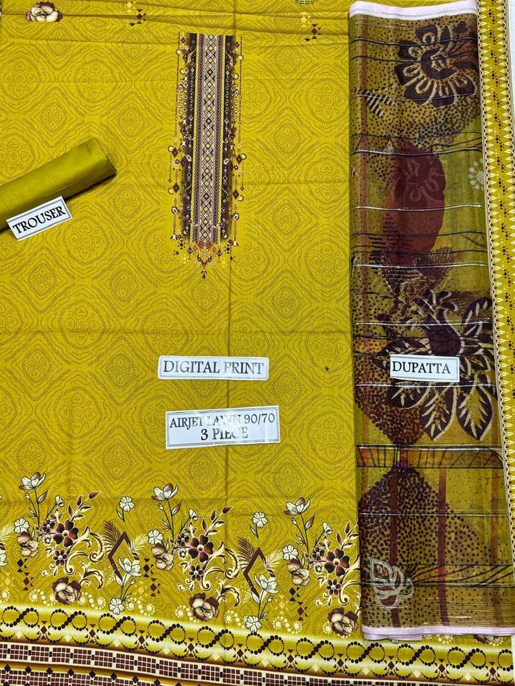 3 Pcs Women's Unstitched Lawn Digital Print Suit