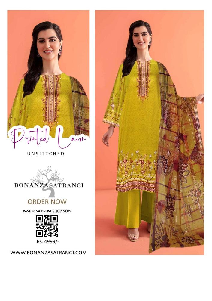 3 Pcs Women's Unstitched Lawn Digital Print Suit