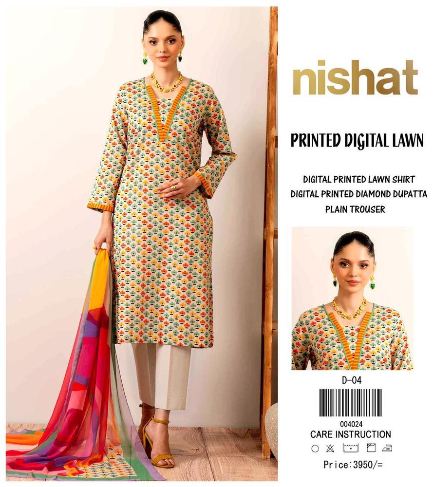 3 Pcs Women's Unstitched Lawn Printed Suit