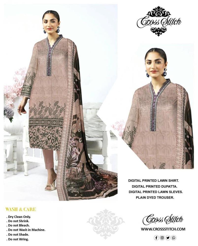3 Pcs Women's Unstitched Lawn Printed Suit