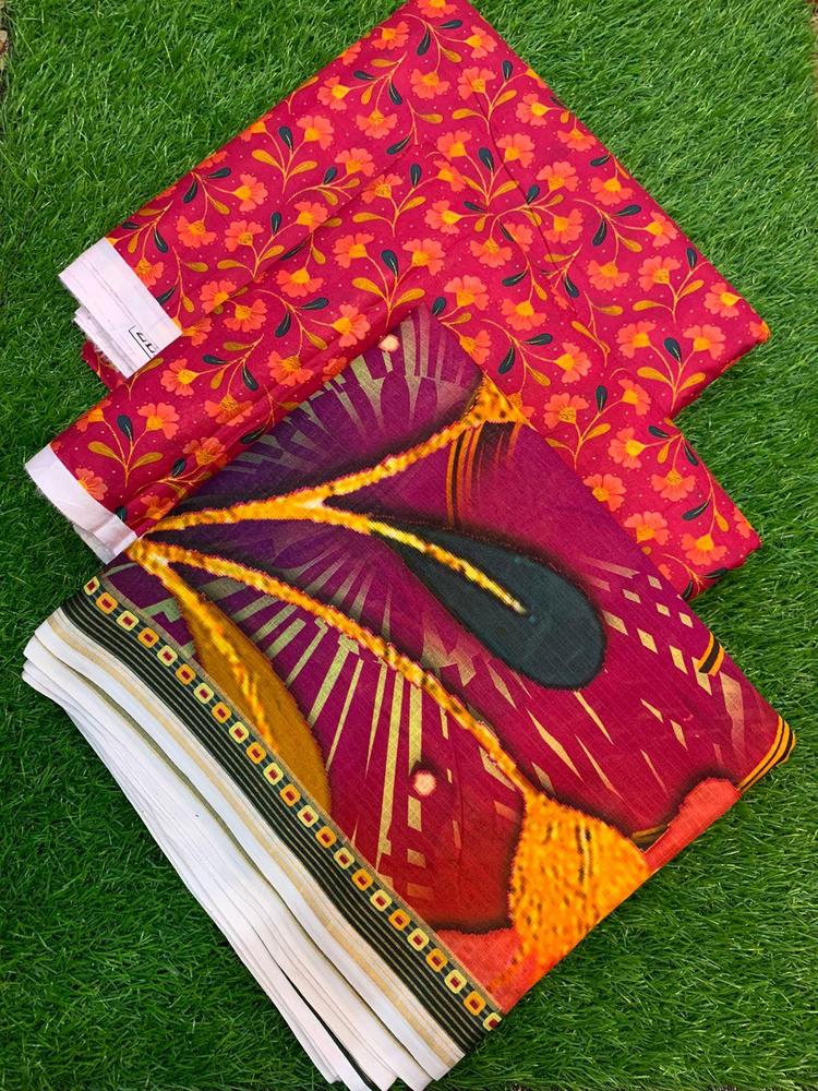 3 Pcs Women's Unstitched Lawn Printed Suit