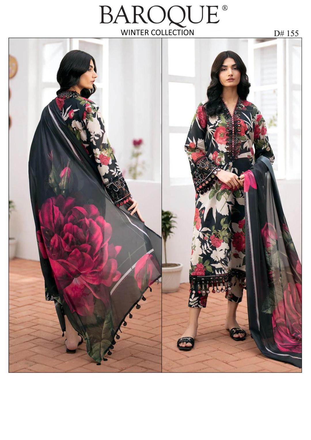 3 Pcs Women's Unstitched Karandi Printed Suit