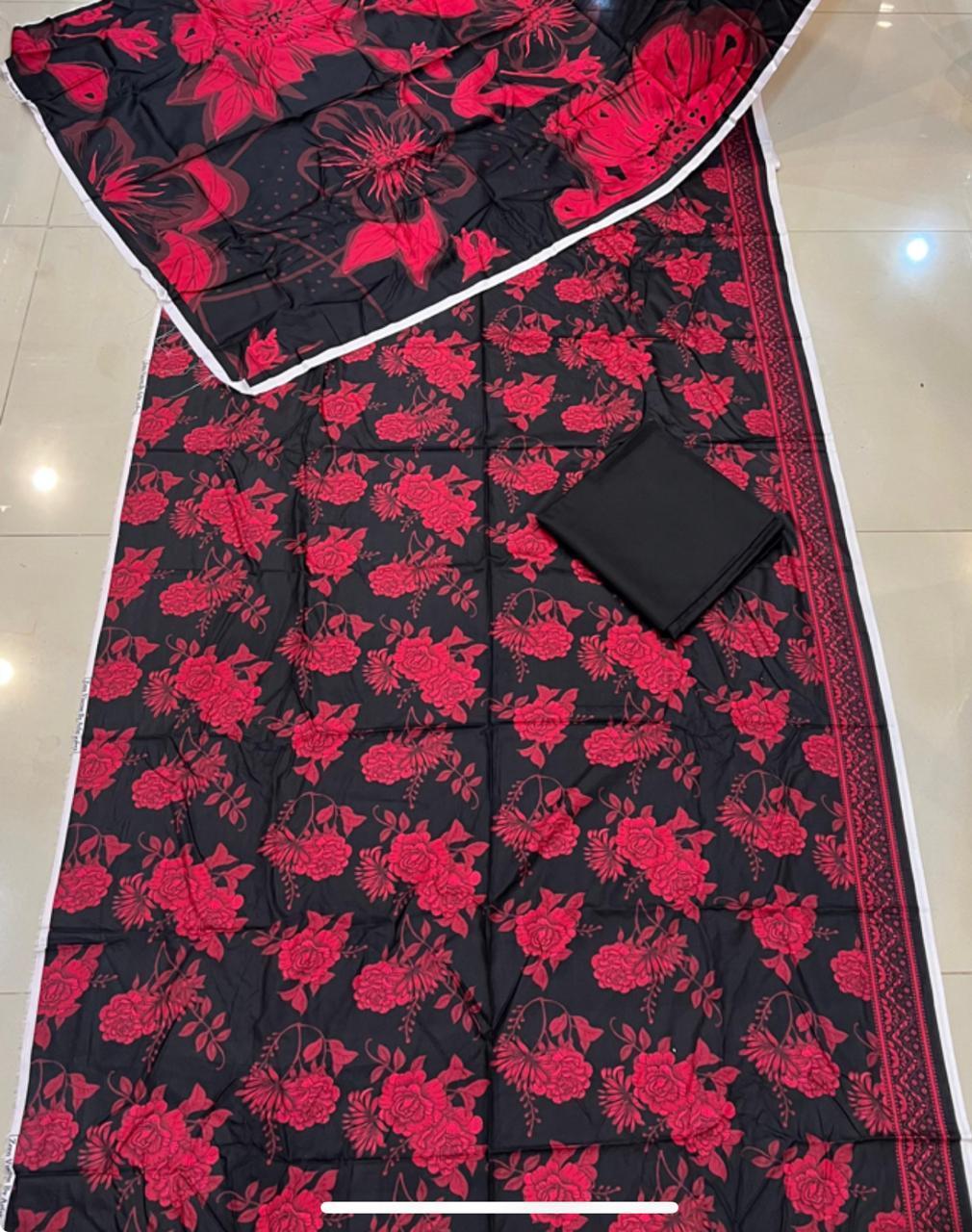 3 Pcs Women's Unstitched Viscose Digital Print Suit