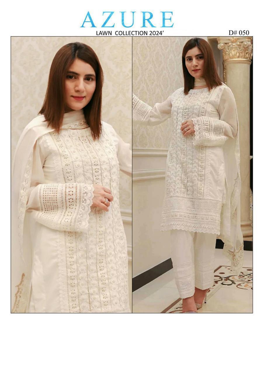 Elegant 3 Pcs Suit: Chikankari Embroidered Lawn Outfit with Dupatta