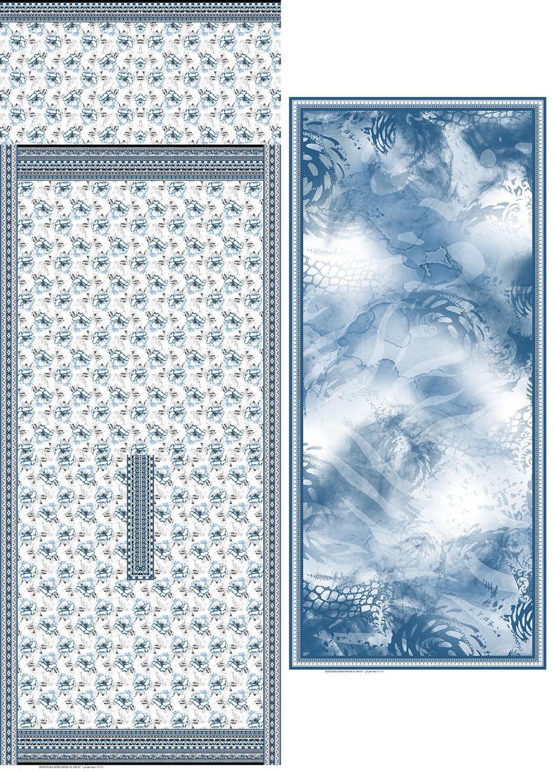 3 Pcs Women's Unstitched Digital Print Suit