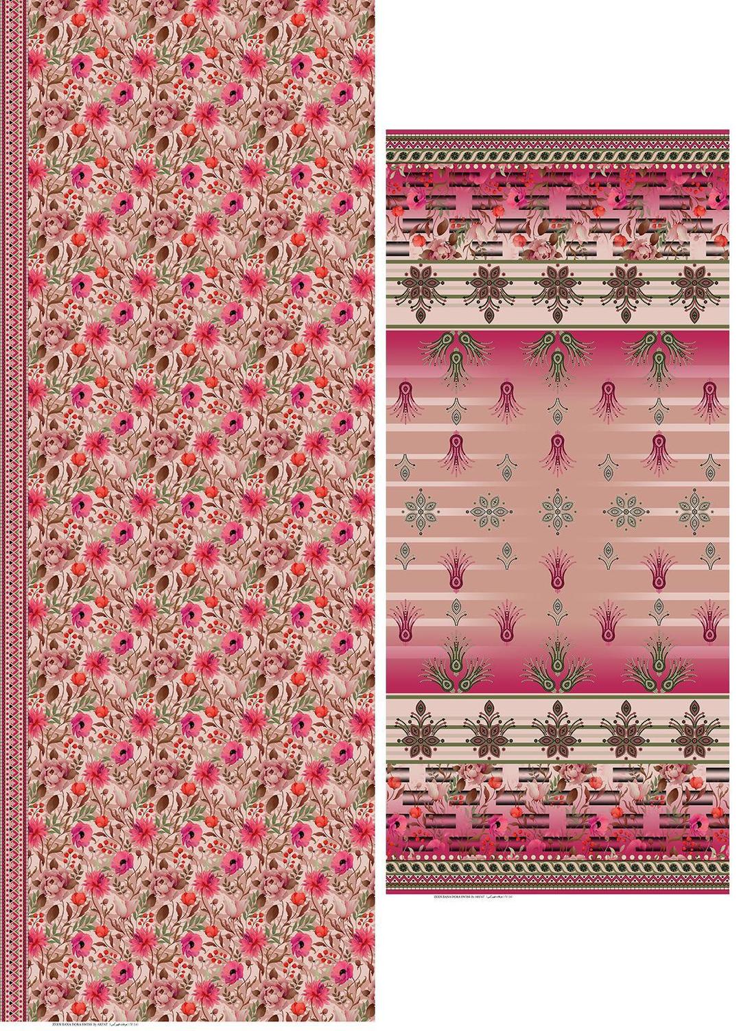 3 Pcs Women's Unstitched Digital Print Suit