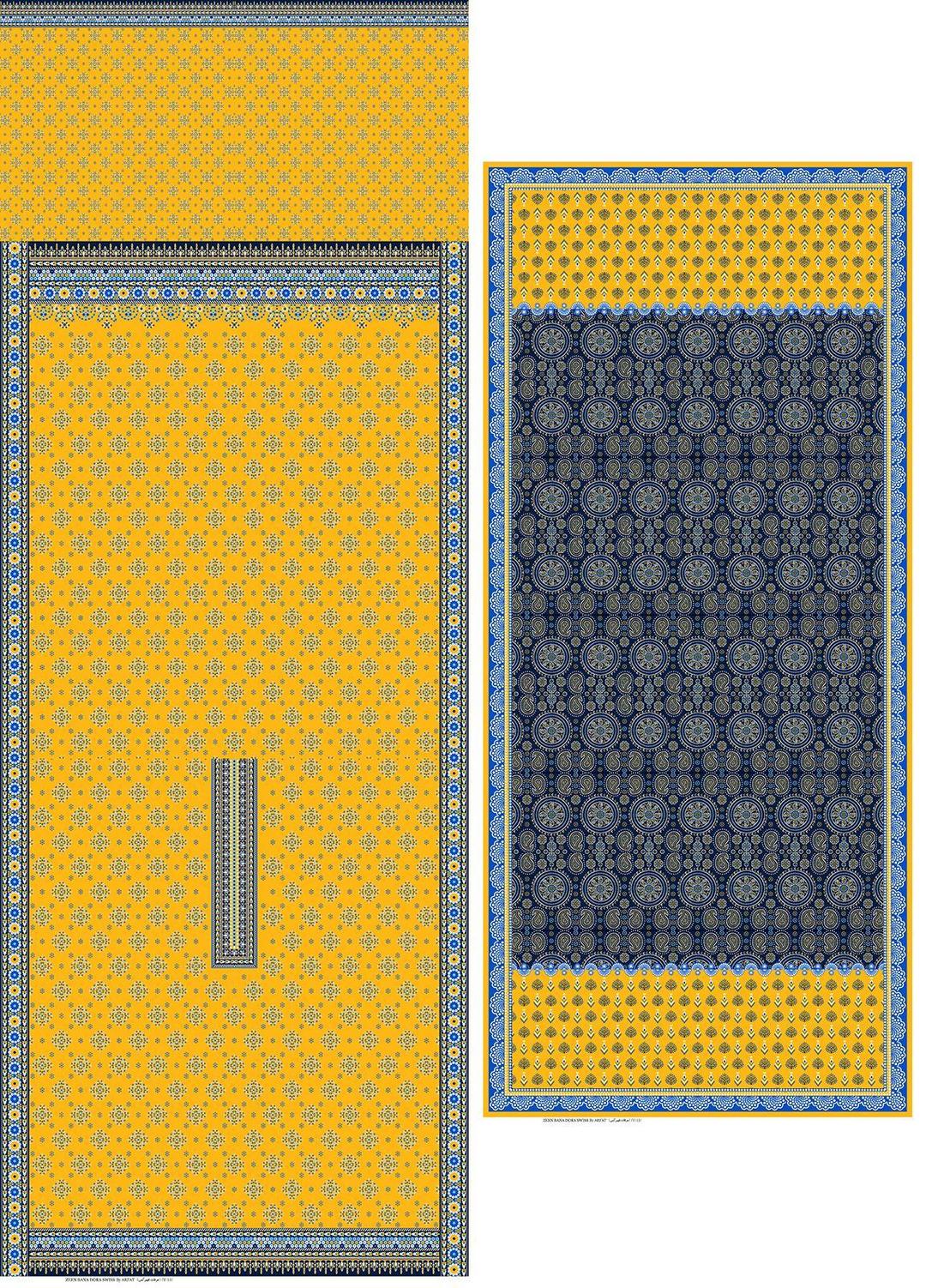 3 Pcs Women's Unstitched Digital Print Suit