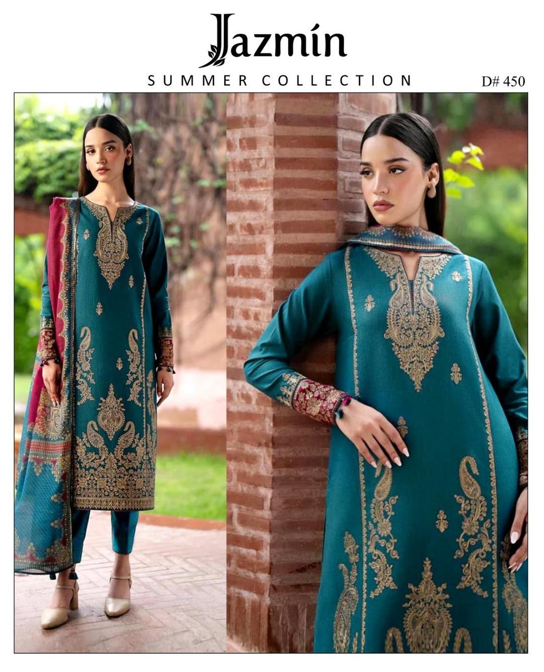 3 Pcs Women's Unstitched Embroidered Suit